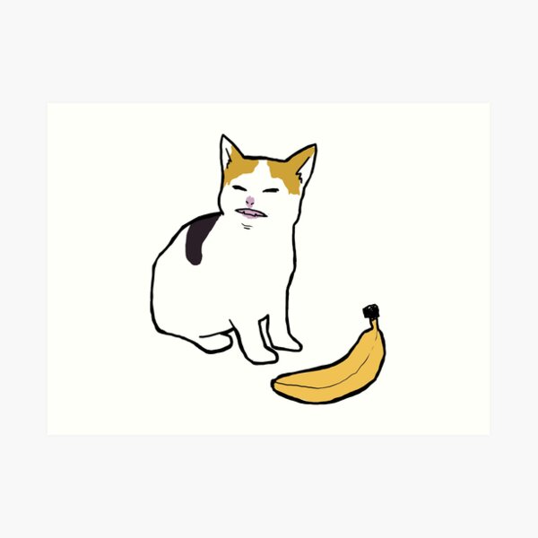 "cat no banana" Art Print for Sale by jaynirec Redbubble