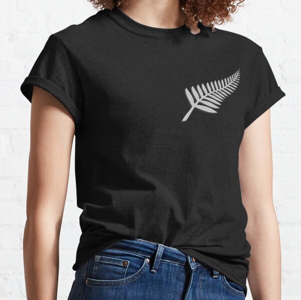 Vista previa del artículo con la obra «Emblema de helecho plateado negro NZ Kiwi de Nueva Zelanda para aficionados al deporte», diseñado y vendido por Down Downunder.