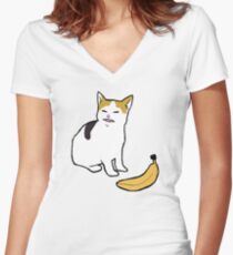 Katze keine Banane Shirt mit V-Ausschnitt
