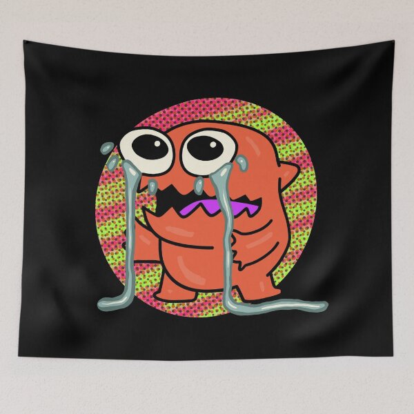 Item preview, Upset Crying Monster Pink Green Dots designed and sold by wildjellybeans.