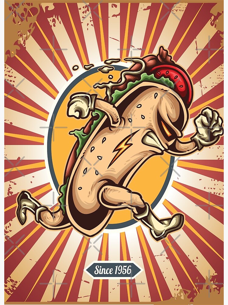 Hot dog cartoon illustration Art Board Print for Sale by