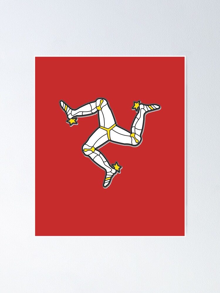 Alternate view of Isle Of Man 3 Legs Of Man Traditional Manx Flag Celtic Triskelion Poster