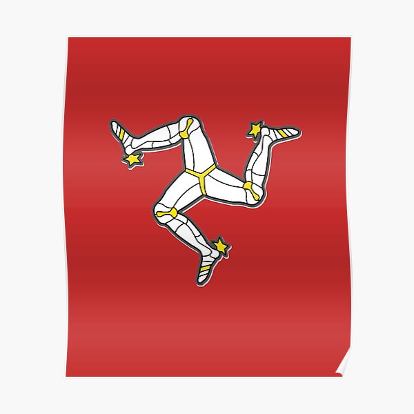 Isle Of Man 3 Legs Of Man Traditional Manx Flag Celtic Triskelion Poster