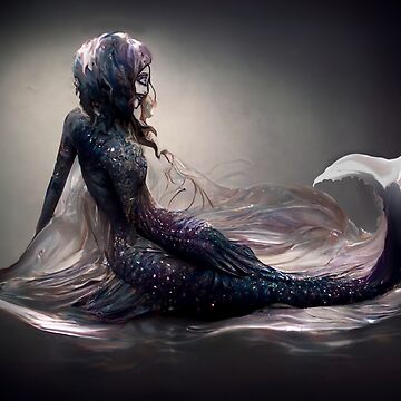 Original Art - Mermaid Siren Watercolour Painting Inktober Dark Fantasy top Art