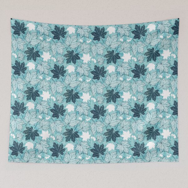 Item preview, Autumn leaves in turquoise and blue designed and sold by adenaJ.