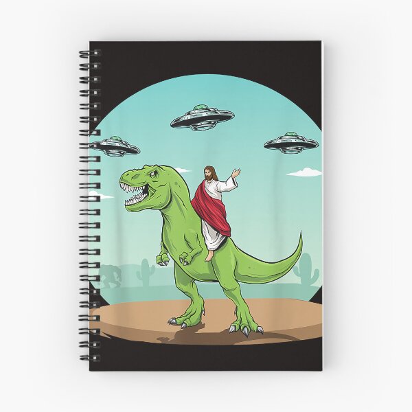 Item preview, Jesus Riding A Dinosaur Funny Bigfoot UFO Alien Abduction designed and sold by Ella38.
