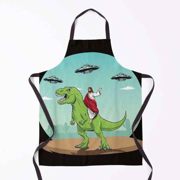 Item preview, Jesus Riding A Dinosaur Funny Bigfoot UFO Alien Abduction designed and sold by Ella38.
