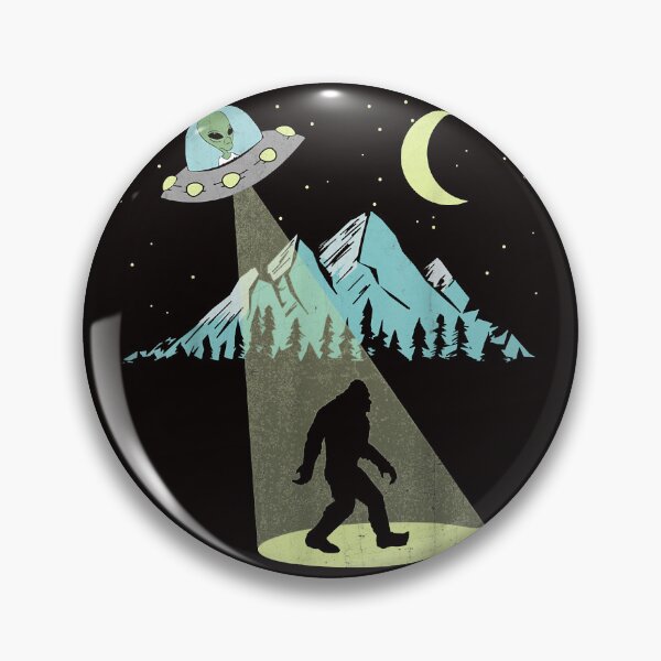 Item preview, Bigfoot UFO Abduction Moon & Mountain Alien Vintage Graphic  designed and sold by Ella38.