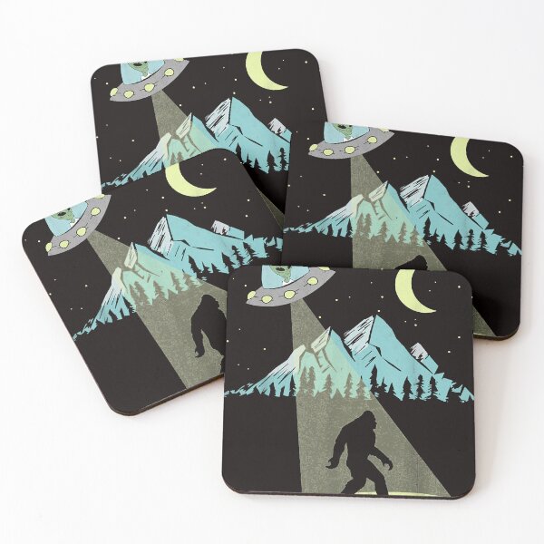 Item preview, Bigfoot UFO Abduction Moon & Mountain Alien Vintage Graphic  designed and sold by Ella38.