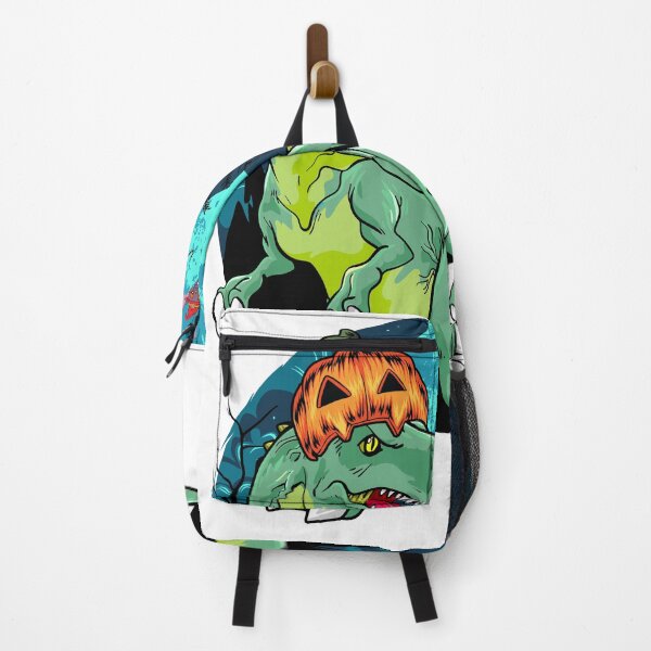 Item preview, Trick or treating Dinosaur with pumpkin hat Blue moon and bat halloween designed and sold by Mac Store.