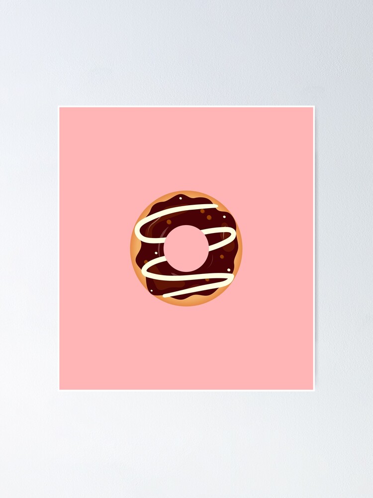 "Chocolate Donut Design with glazy highlights and pink background
