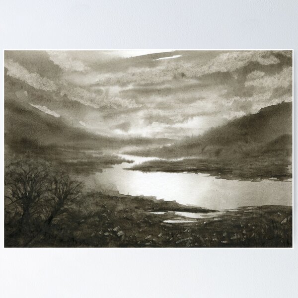 Sepia River Poster