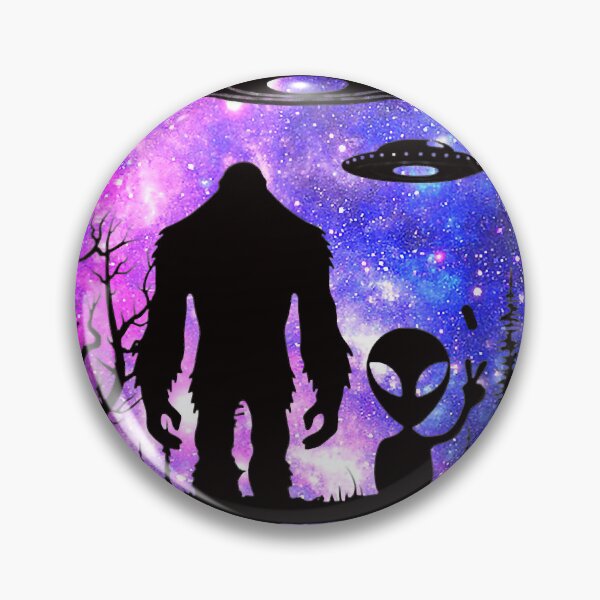 Item preview, Alien And Bigfoot Full Moon Sasquatch UFO designed and sold by Ella38.