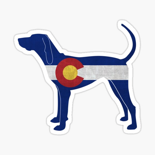 American English Coonhound Dog Colorado Flag Sticker