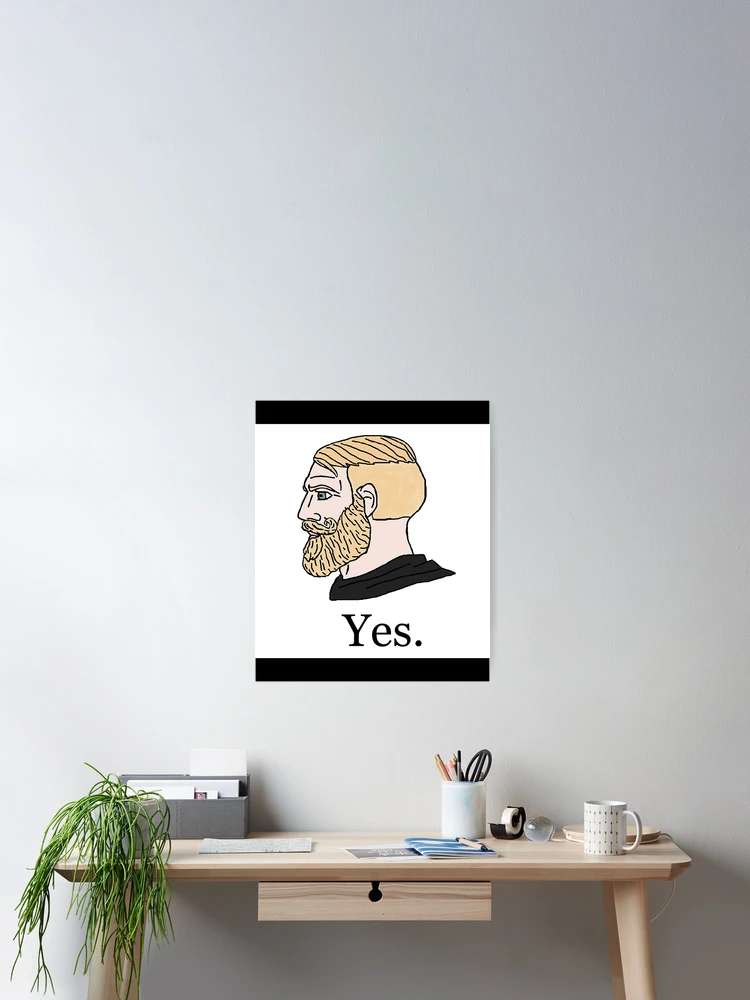 blonde chad, yes chad meme, twitter giga chad meme Active Photographic  Print for Sale by VirginForestSho