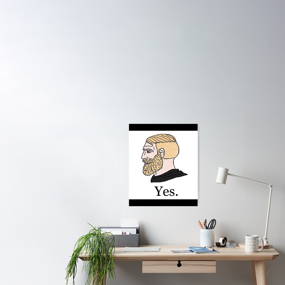 blonde chad, yes chad meme, twitter giga chad meme Active Photographic  Print for Sale by VirginForestSho