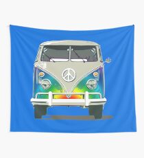 Colorful Psychedelic Groovy Peace Van Wall Tapestry
