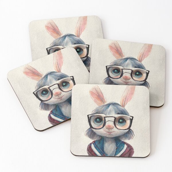 Item preview, cute bunny wearing glass designed and sold by WeirdStation.