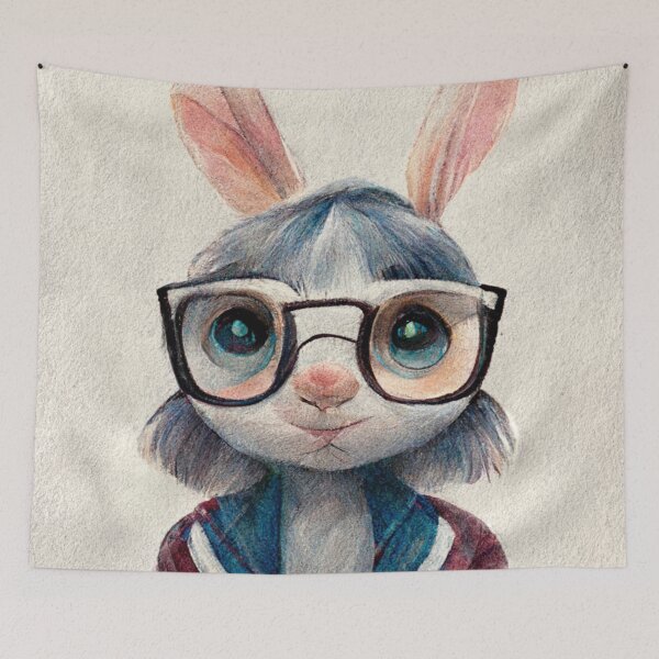 Item preview, cute bunny wearing glass designed and sold by WeirdStation.