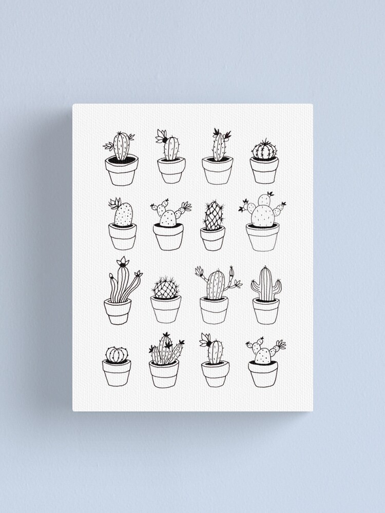 Alternate view of Hand Drawn Cactuses Pattern Canvas Print