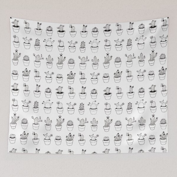 Item preview, Hand Drawn Cactuses Pattern designed and sold by Miruna Illustration.