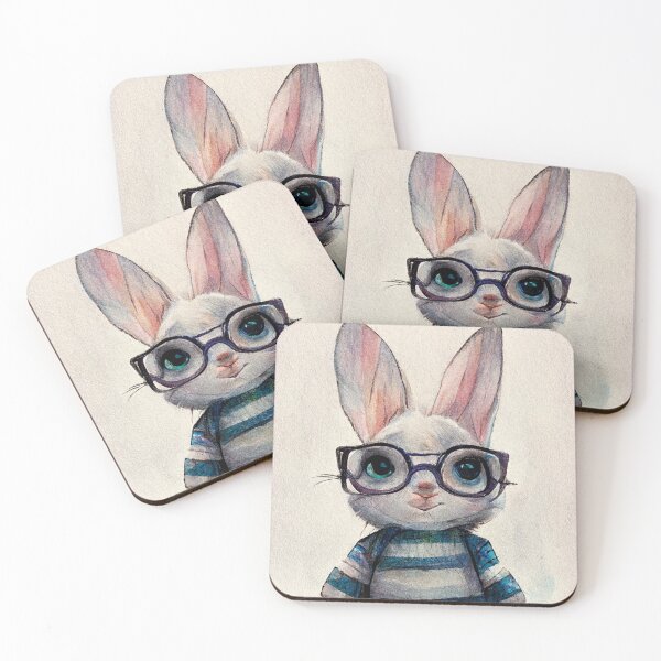 Item preview, cute bunny wearing glass designed and sold by WeirdStation.