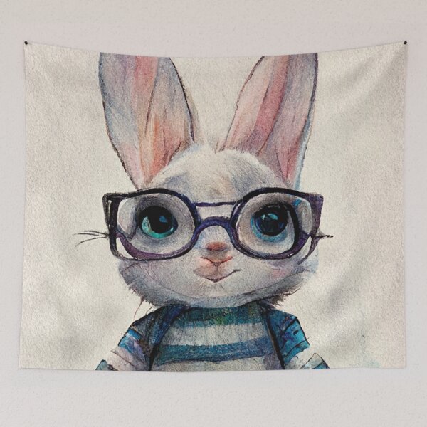 Item preview, cute bunny wearing glass designed and sold by WeirdStation.