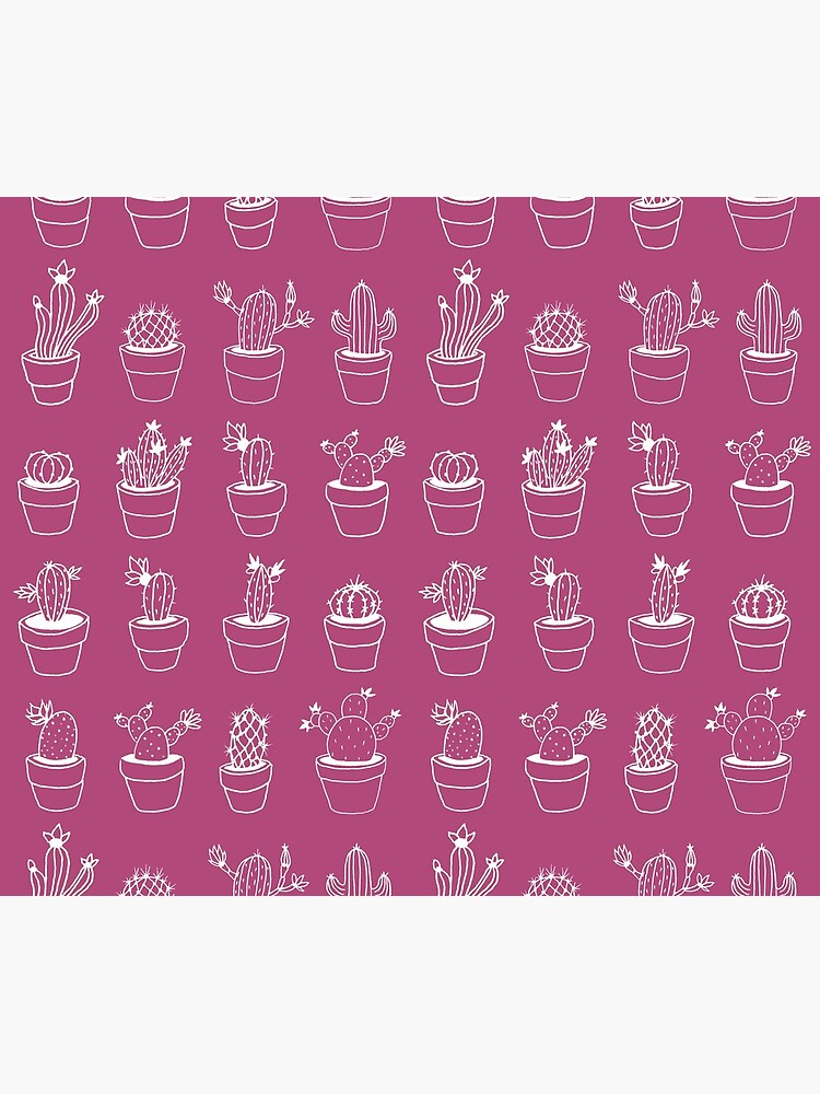 Hand Drawn Cactuses Pattern Dark Pink by mirunasfia