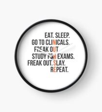 Funny Nurse Quote - Eat Sleep RN LPN Clinicals Nursing Gift Clock
