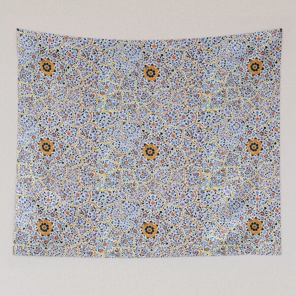 Item preview, Hindu, Buddhist or Jain art work on ceiling of a temple dome at Shri Katas Raj Temples Complex, Chakwal, Punjab, Pakistan. Kashi or Kashikari Flower Pattern on ceramics. Mandelbrot set. Mandala Art. designed and sold by TheNatureTalent.