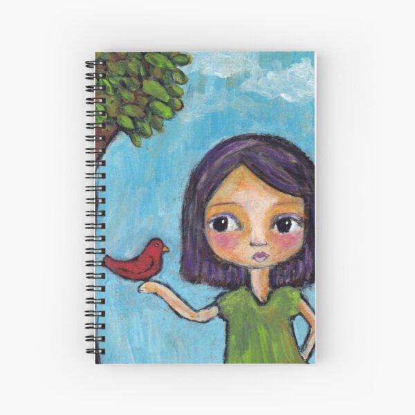 Girl and a Red Bird Spiral Notebook