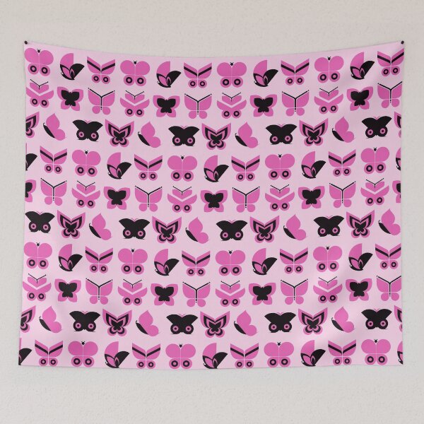 Item preview, Butterflies black and pink pattern designed and sold by LaBelleMaison.