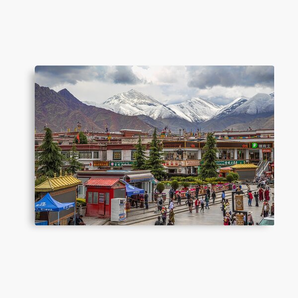 Tibet. Lhasa. Square with the Mountains in the background. Canvas Print