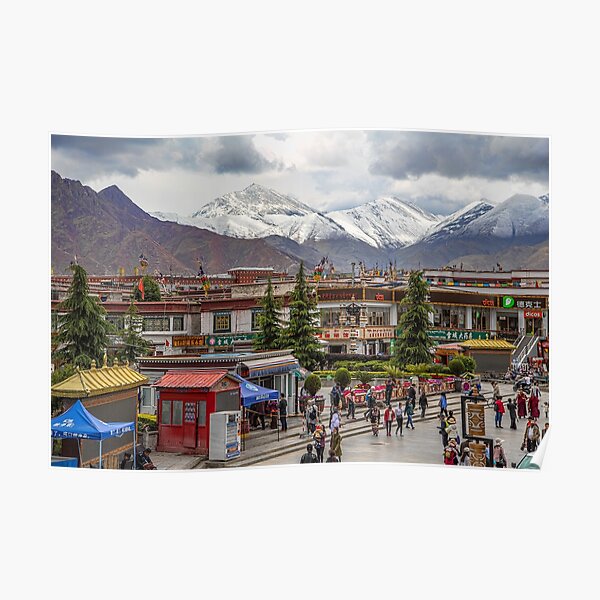 Tibet. Lhasa. Square with the Mountains in the background. Poster
