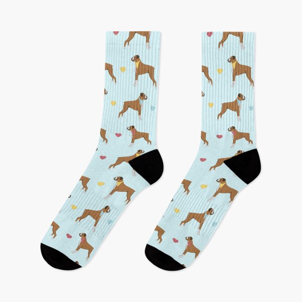 Item preview, Boxer Dogs and hearts Pattern - Blue designed and sold by Kittys-Art.