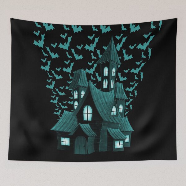 Item preview, Wrath Blue Halloween Haunted House Bat Flyover designed and sold by Creepyhollow.