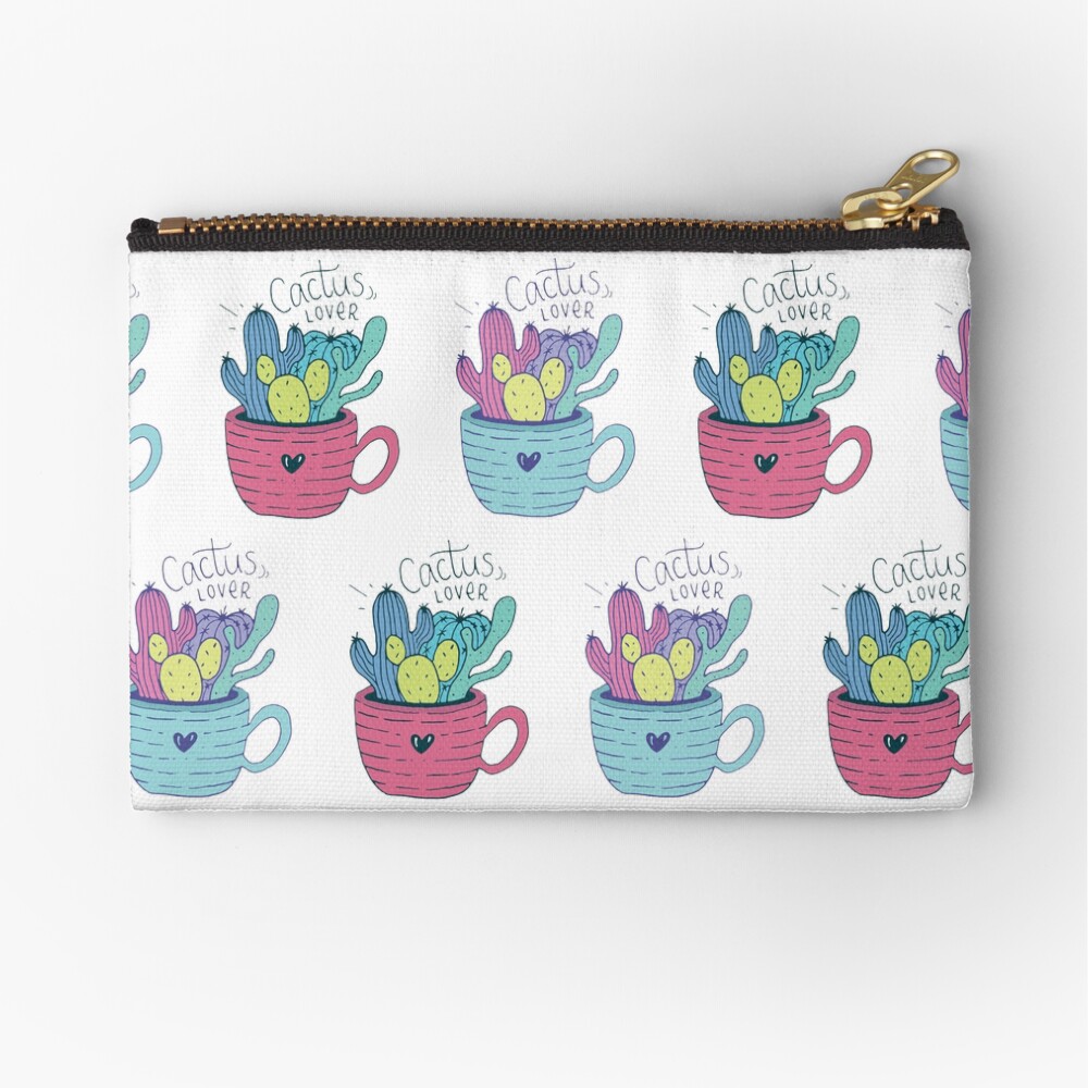Colorful Cactus Pattern Zipper Pouch