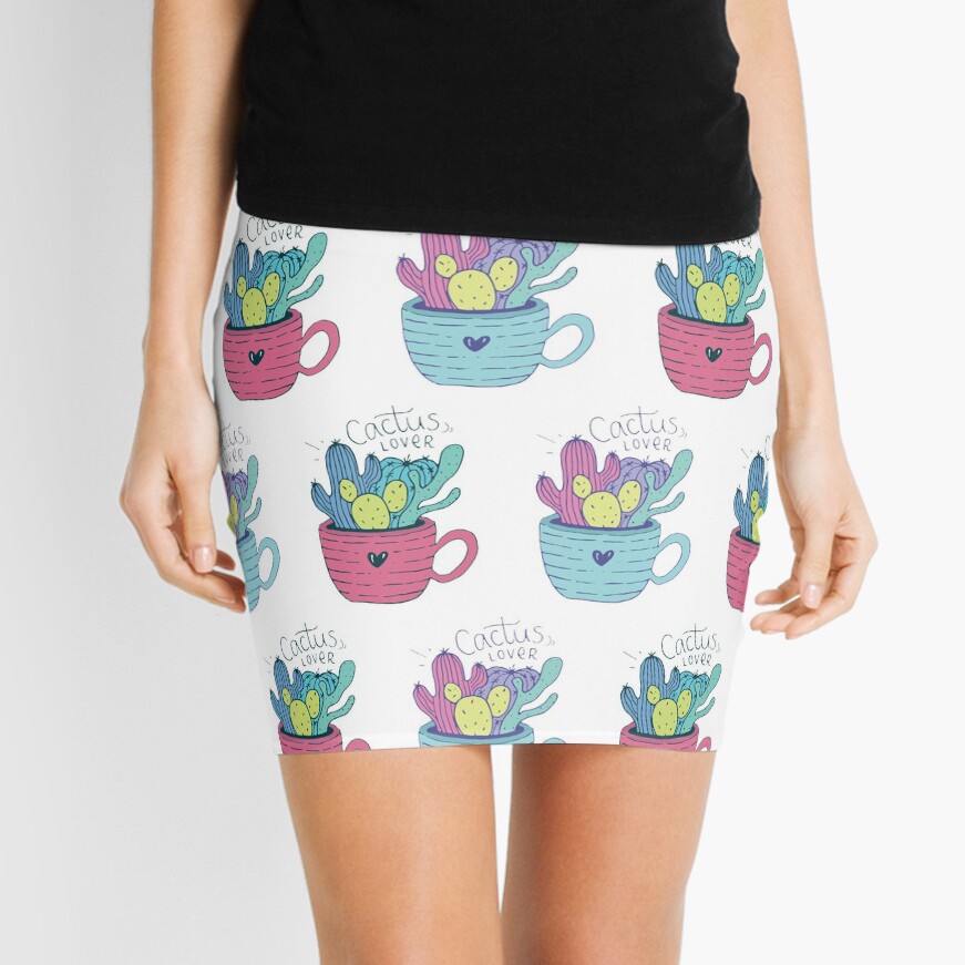 Colorful Cactus Pattern Mini Skirt