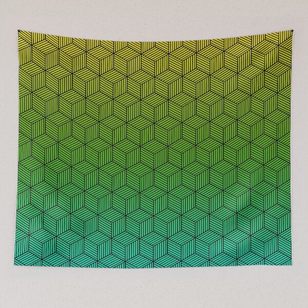 Item preview, Geometric Cubes Green and Yellow designed and sold by NomadicMarket.