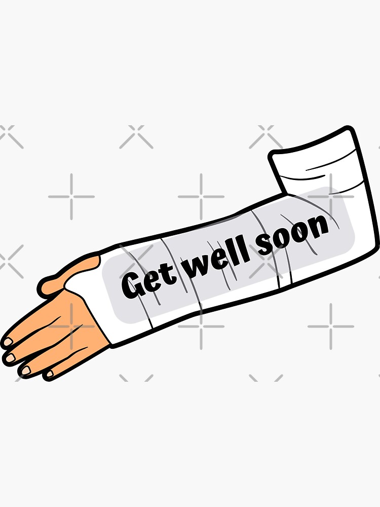 "get well soon broken arm Greeting Card sticker" Sticker for Sale by ...