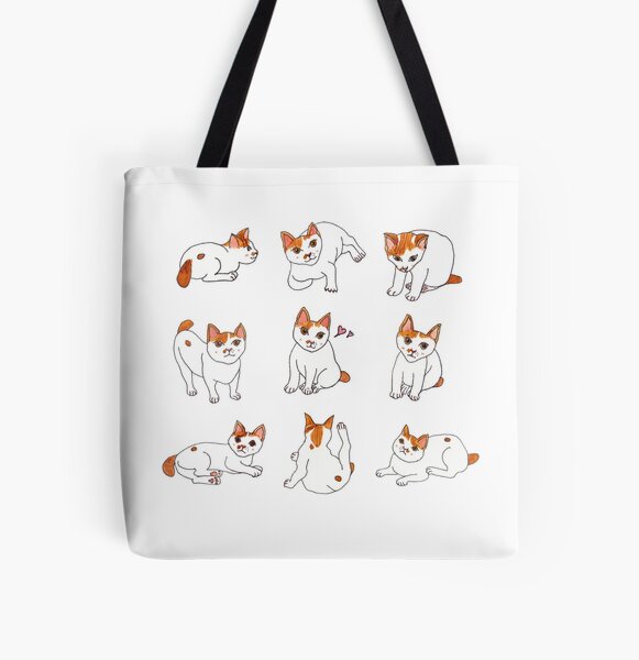 Nine Cats All Over Print Tote Bag