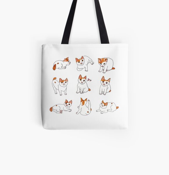 Nine Cats All Over Print Tote Bag