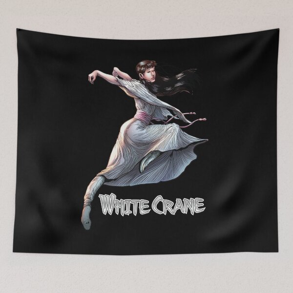 Item preview, White Crane - The Route of Karate! Fun Cartoon Style Karate Girl designed and sold by TheKarateStore.