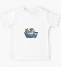 Cartoon blue and white cargo steamship Kids Tee