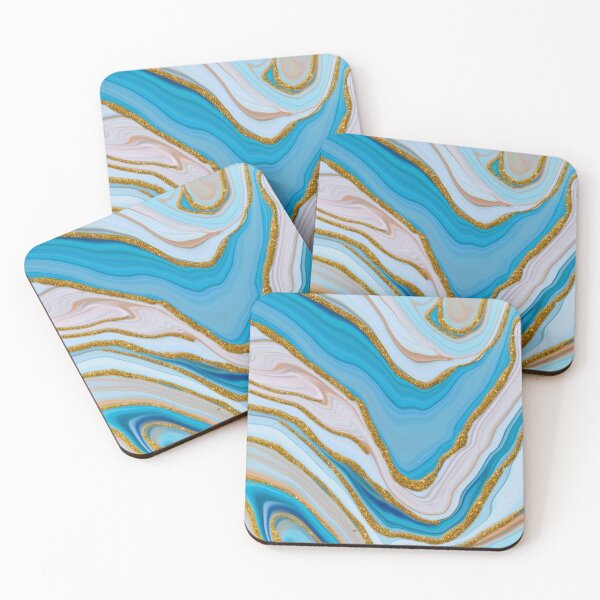 Item preview, Gold And Blue Liquid Marbling  designed and sold by DeversDesigns.
