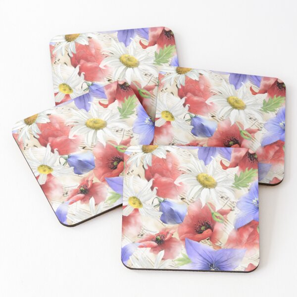 Item preview, Pretty Watercolor Flowers Poppies and Daisies with Music notes designed and sold by Tina Veenstra.