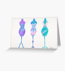 Vintage Dress Forms – Turquoise & Indigo Palette Greeting Card