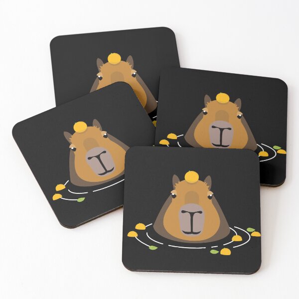 Artikelvorschau, Netter Capybara mit Orangenschwimmen entworfen und verkauft von Happy Puppy Print On Demand.