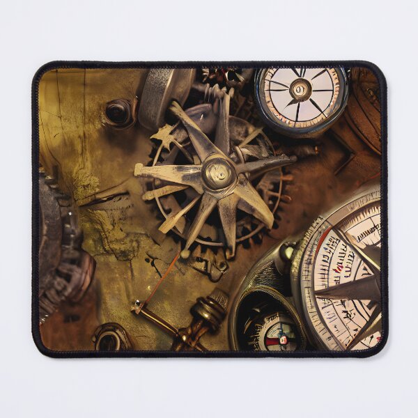 Item preview, Steampunk retro background with gears, compass and maps on rusty metal designed and sold by UDDesign.