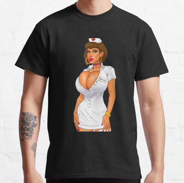 Sexy Big Tits Nurse Classic T-Shirt Shirt Printing Custom Aldult